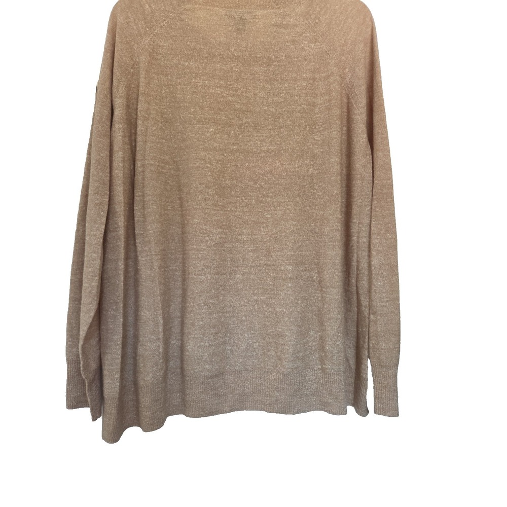 J. Crew Lightweight Linen/Merino Sweater Tan/Brown Crew Neck, XL - Picture 5 of 7